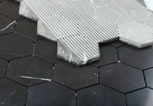 Hexagon Marquina Honed 3 x 3 10.25 x 11.75