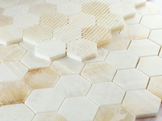 Hexagon Onyx Ivory Honed 2 x 2 11.75 x 12