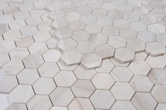 Hexagon Wooden White Honed 2 x 2 11.75 x 12