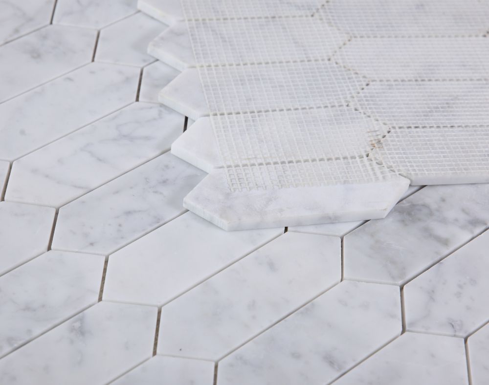 Elongated Hex Carrara Honed 11.75 x 15