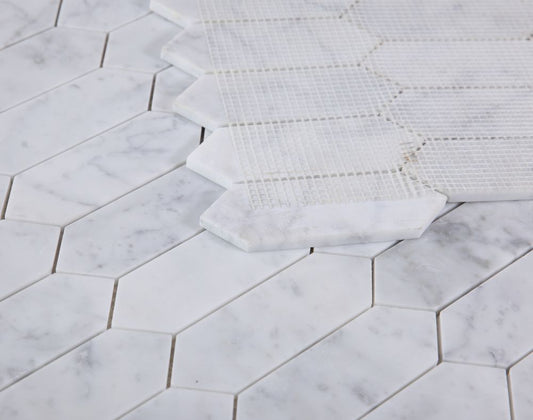 Elongated Hex Carrara Honed 11.75 x 15