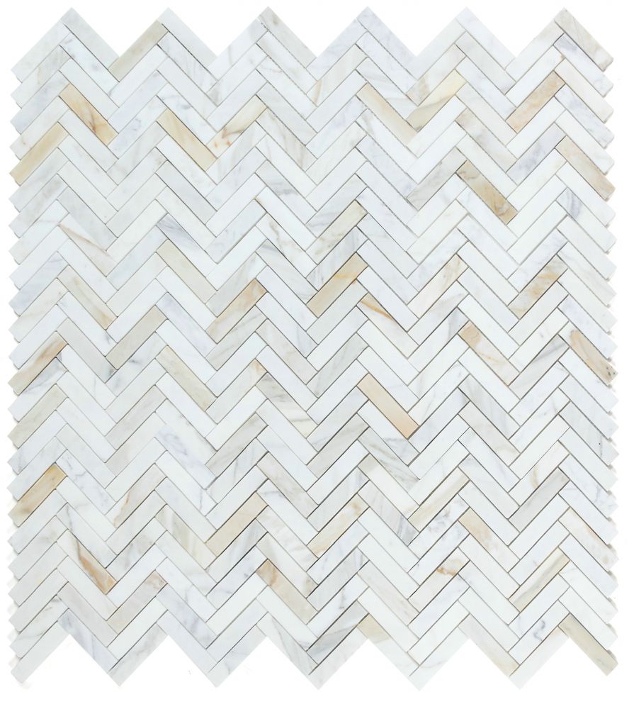Herringbone Calacatta Gold Honed 11.25 x 11.25