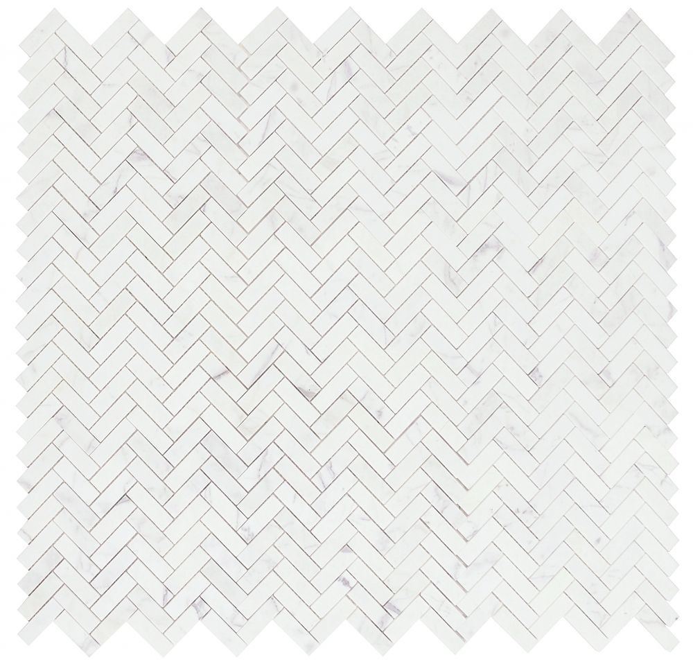 Herringbone Calacatta White Honed 11.25 x 12.5