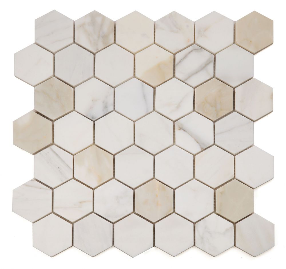 Hexagon Calacatta Gold Honed 2 x 2 11.75 x 12
