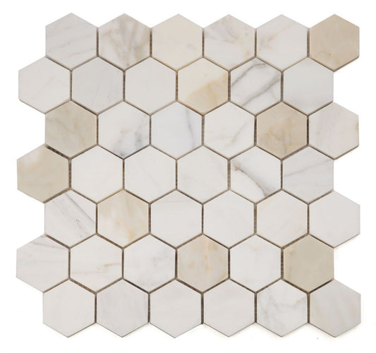 Hexagon Calacatta Gold Honed 2 x 2 11.75 x 12