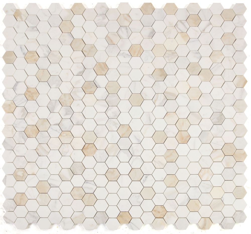 Hexagon Calacatta Gold Honed 2 x 2 11.75 x 12