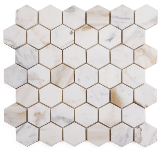 Hexagon Calacatta Gold Polished 2 x 2 11.75 x 12