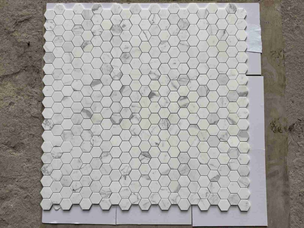 Hexagon Calacatta White Honed 2 x 2 11.75 x 12