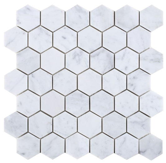 Hexagon Carrara Honed 2 x 2 11.75 x 12