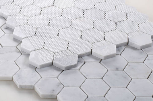 Hexagon Carrara Honed 2 x 2 11.75 x 12