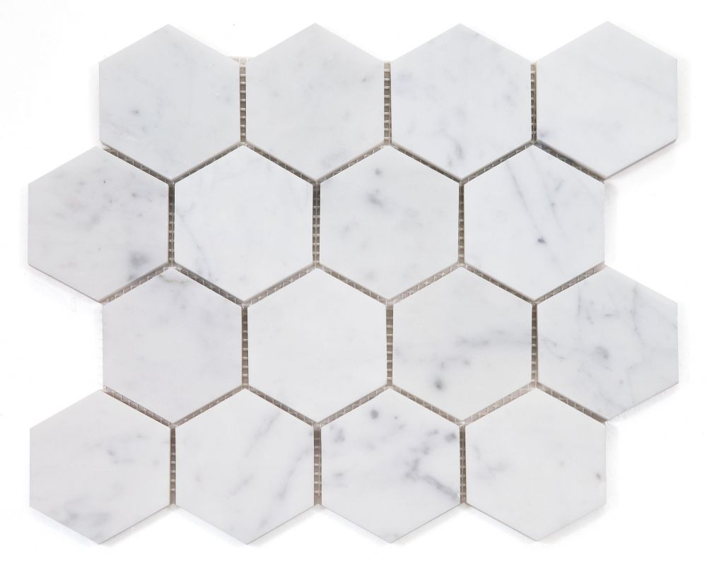 Hexagon Carrara Honed 3 x 3 10 x 11.50