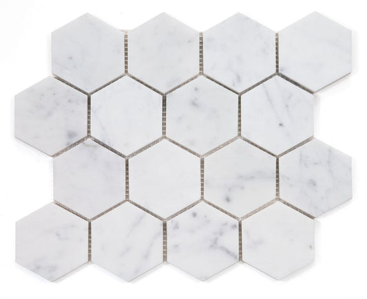 Hexagon Carrara Honed 3 x 3 10 x 11.50