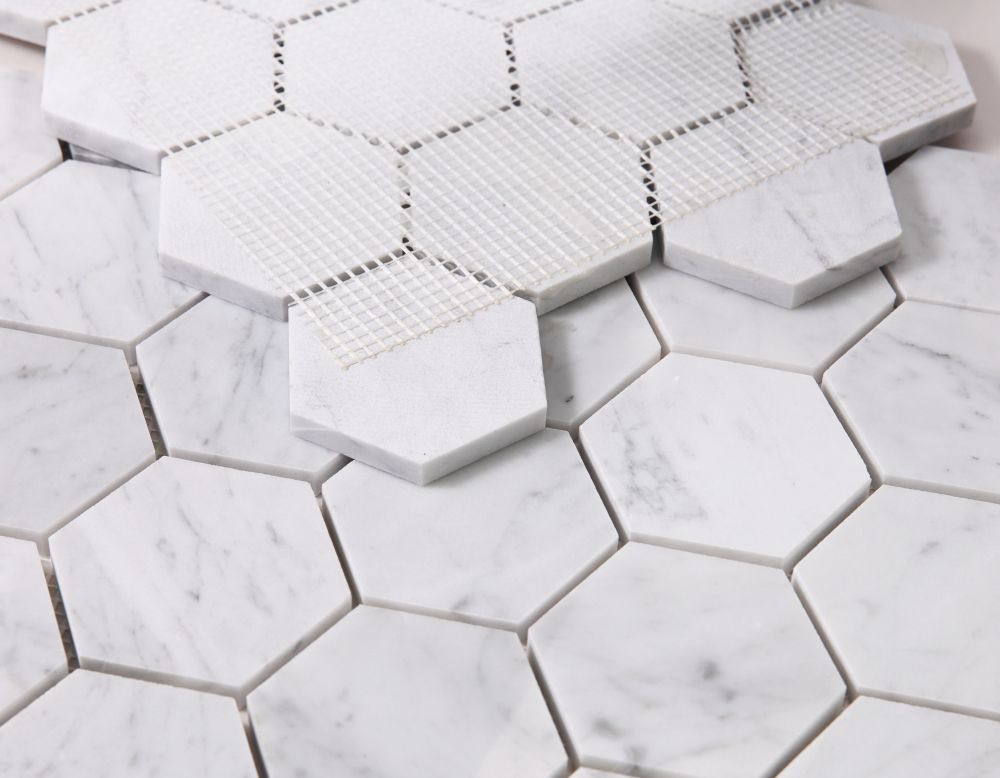 Hexagon Carrara Honed 3 x 3 10 x 11.50