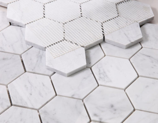 Hexagon Carrara Honed 3 x 3 10 x 11.50