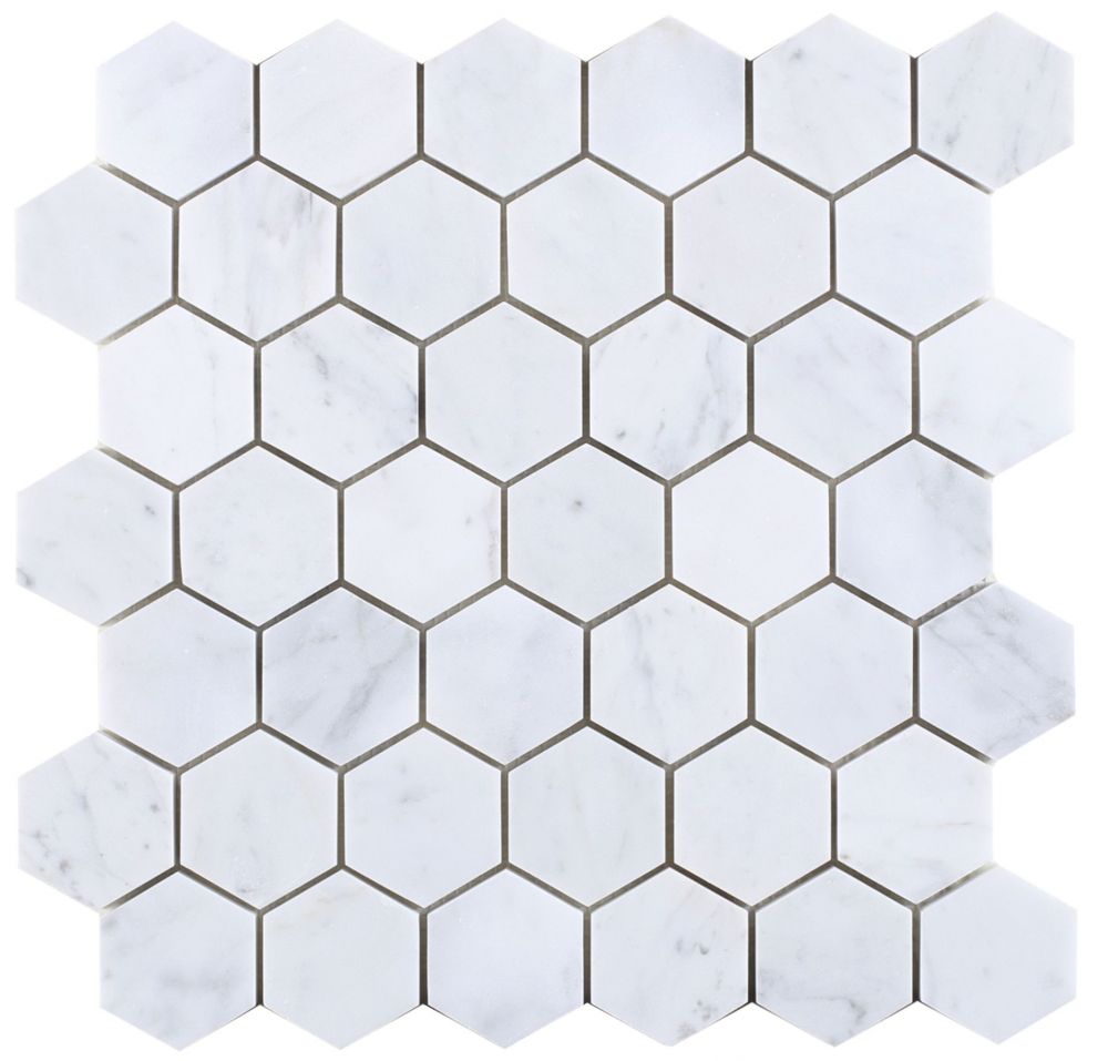 Hexagon Carrara Polished 2 x 2 12 x 12