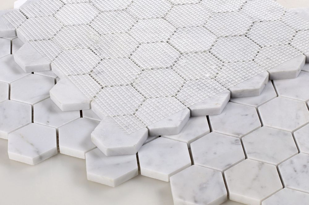 Hexagon Carrara Polished 2 x 2 12 x 12