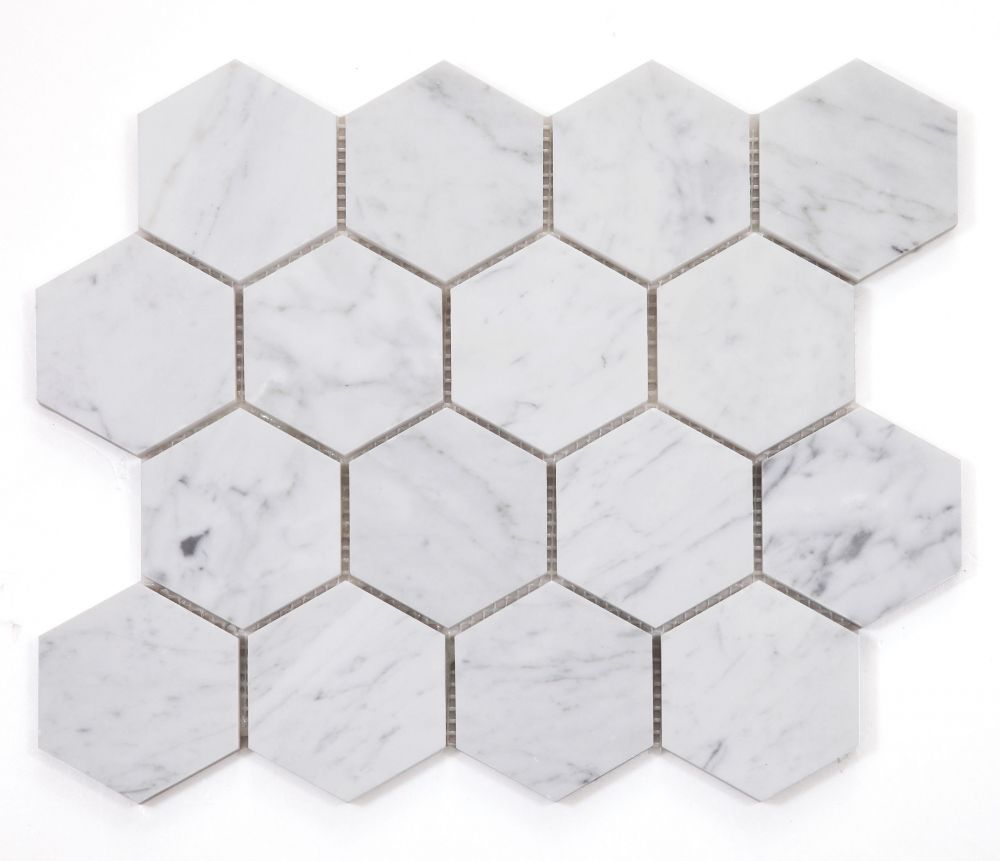 Hexagon Carrara Polished 3 x 3 10 x 11.5