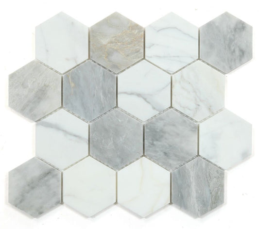 Hexagon City Grey 3 x 3 10.25 x 11.75