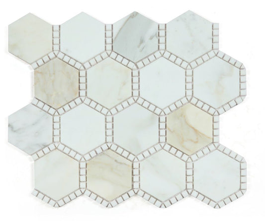 Hexagon Deco Calacatta Gold Honed 10.75 x 12.5