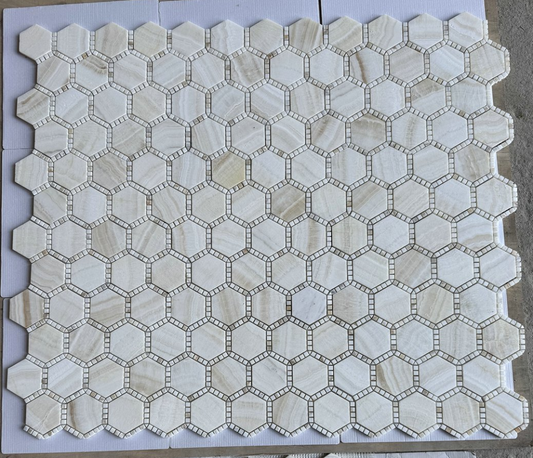 Hexagon Deco Onyx Ivory 10.75 x 12.5