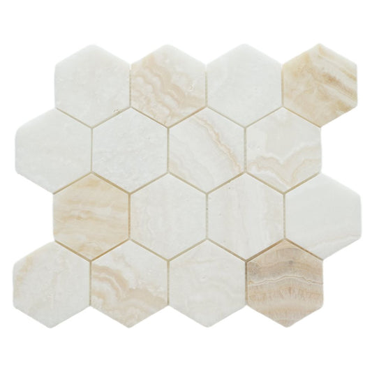Hexagon Onyx Ivory Honed 3 x 3 10 x 11.5