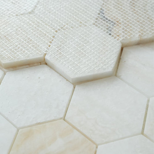 Hexagon Onyx Ivory Honed 3 x 3 10 x 11.5