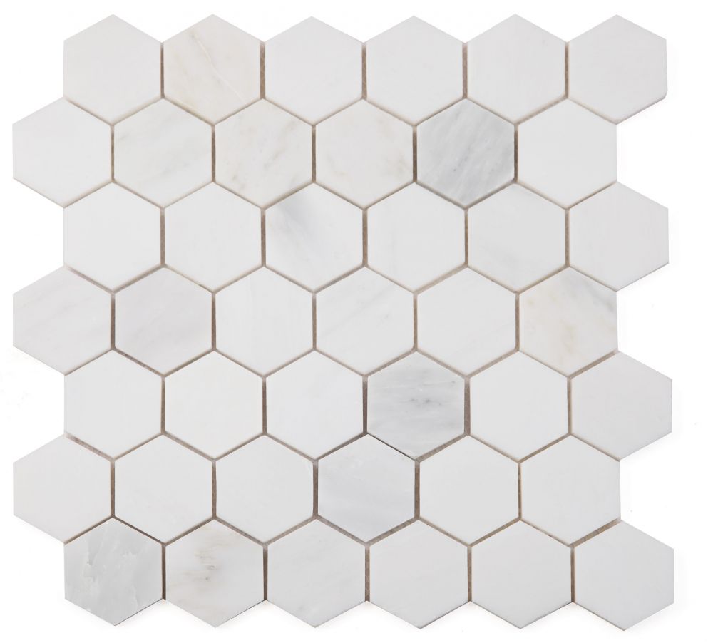 Hexagon Snow White Polished 2 x 2 11.75 x 12