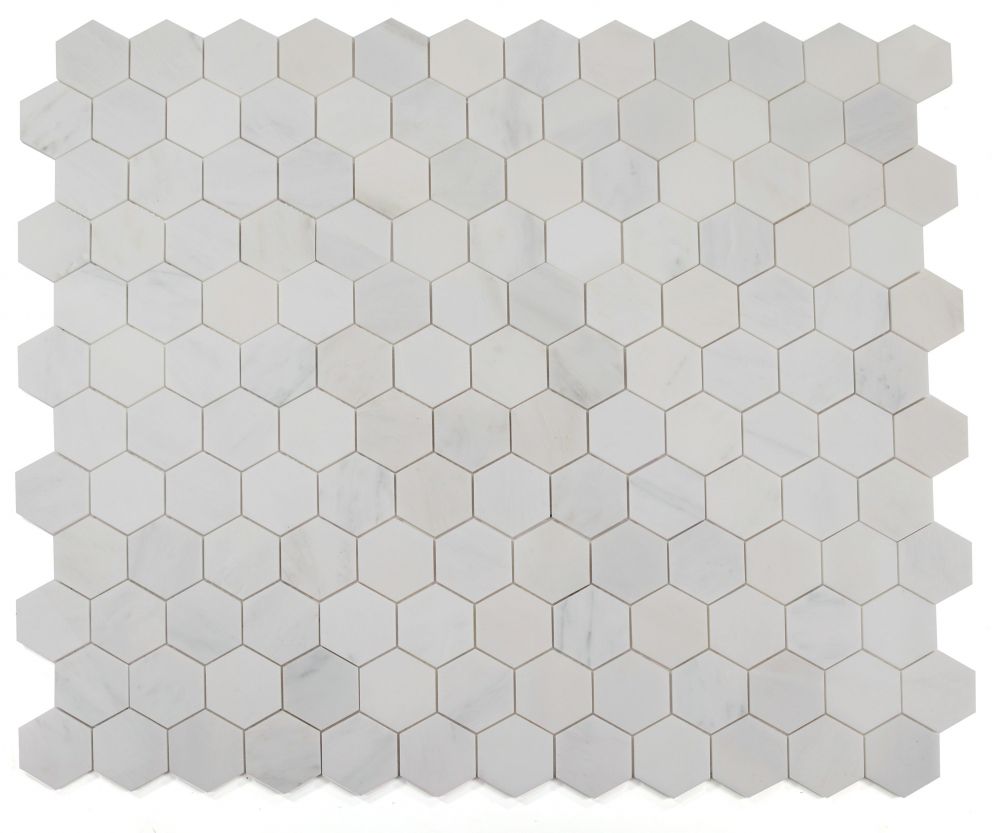 Hexagon Snow White Polished 3 x 3 10.25 x 11.75