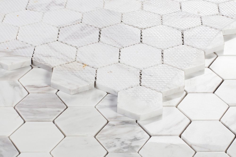 Hexagon White 2 x 2 11.75 x 11.75