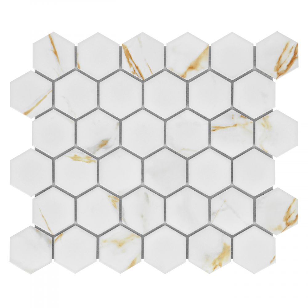 Hulu Hexagon Calacatta Matte 2 x 2 11 x 12.75